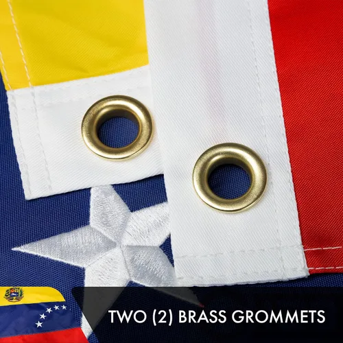 Miniatura 3 de G128 Bandera venezolana de Venezuela 3 x 5 pies Serie ToughWeave doble cara bordado de poliéster 210D Bandera de país, diseño bordado
