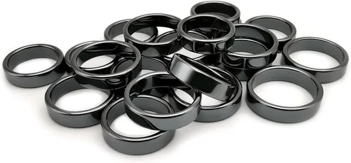 Morchic - Anillos unisex de piedras de hematita, para equilibrar ansiedad, chakra raíz, (paquete de tamaños mixtos)