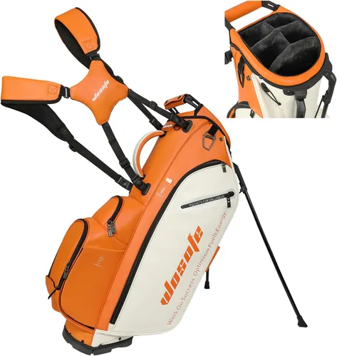 Miniatura 13 de WOSOFE PU Golf Bag with 6/14 Way Top Dividers Automatically Adjustable Dual Straps Elegant Design for Men Women Pu Golf Stand Bag with Multiple
