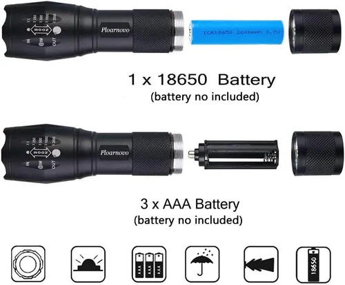 Miniatura 3 de Linterna de caza – Luz de mano LED verde – Zoomable, resistente al agua y a los golpes, luces de caza nocturna para pesca, cerdo, cerdo, coyote