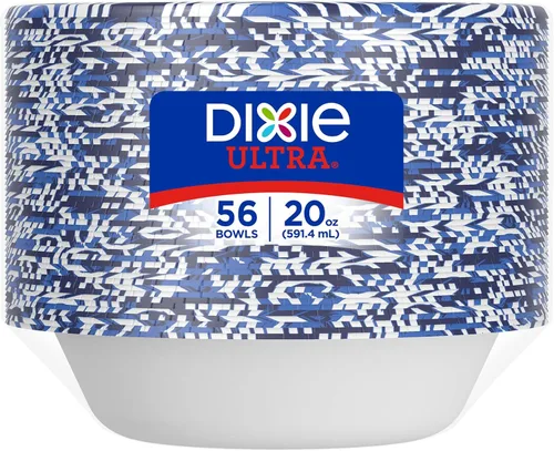 Miniatura 5 de Dixie Ultra, Cuencos de papel grandes, 20 onzas, 56 unidades, aptos para microondas, compostables, cuencos desechables, ideales para desayuno