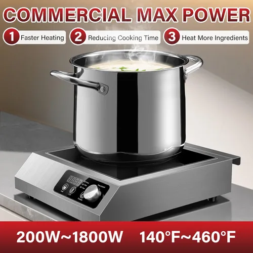 Miniatura 4 de Cocina de inducción comercial de 3500 W: cuenta con control de potencia de precisión de 10 niveles y enfriamiento de bajo ruido para chefs caseros