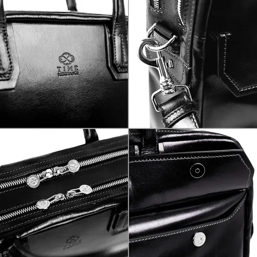 Miniatura 4 de Time Resistance Maletín de cuero Bolsa de cuero de grano completo para laptop de hasta 17 pulgadas para hombres y mujeres