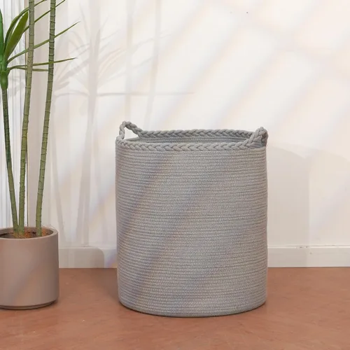 Miniatura 8 de Cesta de lavandería tejida de gran tamaño de 90 litros, cesta de lavandería alta de algodón para mantas, ropa, almohadas, juguetes, zapatos, cubo