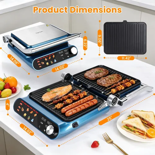 Miniatura 9 de Taylor Swoden Sandwichera Panini Press 10 en 1, parrilla eléctrica de interior de 1600 W con placas antiadherentes de doble cara, pantalla táctil