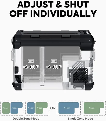Miniatura 4 de ICECO APL55 Refrigerador portátil de dos zonas con control Bluetooth, refrigerador de 55 litros de 12v con compresor SECOP, DC 12/24V, CA 110-240V