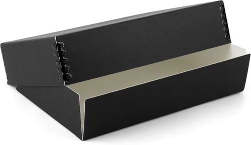 Miniatura 24 de Lineco 13x19 Caja de almacenamiento de museo negra, tapa removible y diseño frontal abatible, 13.5 x 19.5 x 3 pulgadas de archivo con borde Negro