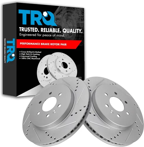 Miniatura 394 de TRQ Juego de rotores de freno de rendimiento trasero con revestimiento G premium compatible con Mazda 6 2014-2021