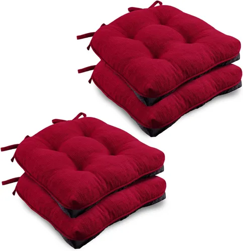 Miniatura 17 de Almohadillas de silla Wellsin para sillas de comedor, cojines de silla de cocina antideslizantes con lazos, juego de 4 almohadillas de silla de Caqui