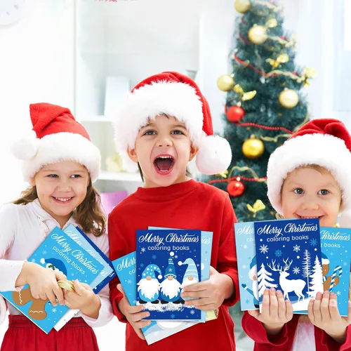 Miniatura 5 de Faccito 24 Piezas Paquetes de Libros para Colorear de Navidad a Granel Libro para Colorear de Invierno Mini Muñeco de Nieve Pan de Jengibre Santa