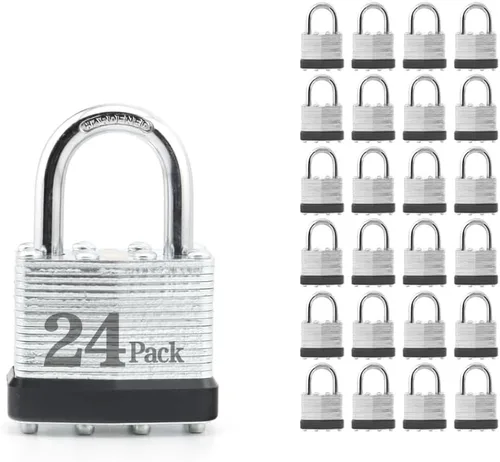 Miniatura 13 de ZonRo Candados con llave de acero laminado, cerraduras iguales con llave, 1-9/16 pulgadas de ancho, candados de grillete normal, paquete de 6, aro