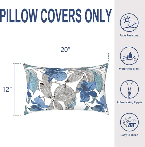 Miniatura 370 de Juego de 2 almohadas para exteriores de 16 x 16 pulgadas, repelentes al agua con interiores, para muebles de patio, hogar, jardín, geometría bohemia
