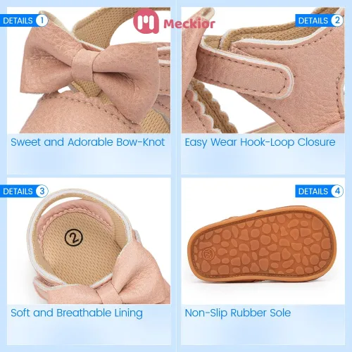 Miniatura 109 de Meckior Sandalias de verano con punta abierta y suave de piel sintética para bebés y niñas pequeñas