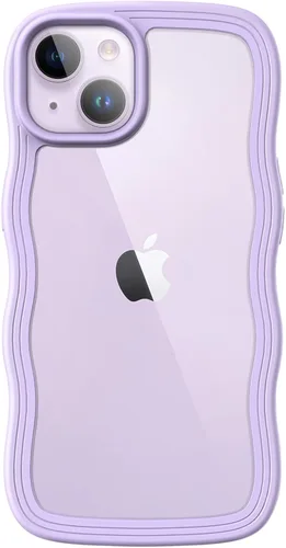 JETech Bonita funda para iPhone 14 de 6.1 pulgadas, marco ondulado, forma rizada, a prueba de golpes, para mujeres y niñas, parte trasera de