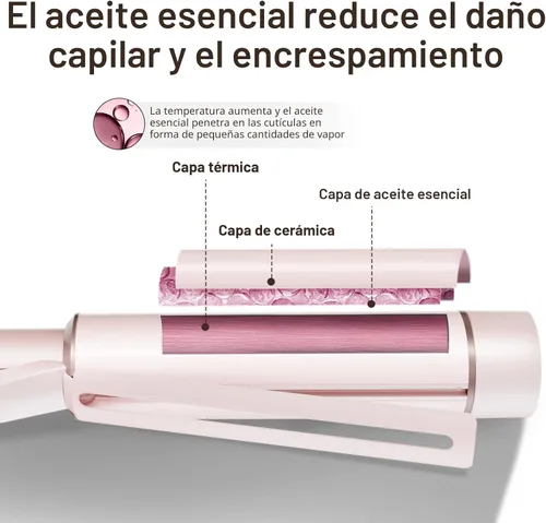 Miniatura 6 de Varita rizadora extra grande de 1.5 pulgadas para cabello largo, barril de turmalina de cerámica con 40000000 iones negativos, rizos definidos y Rosa