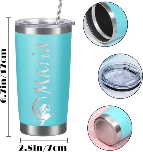 Miniatura 5 de Vasos personalizados con tapa y pajita, vaso aislado personalizado grabado con nombre, vaso de café de acero inoxidable, regalos para hombres y Negro