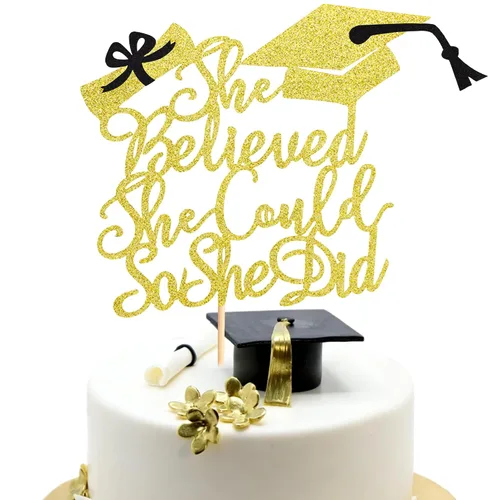Miniatura 21 de Arthsdite 1 Pieza Decoración para Pastel de Graduación con Purpurina Dorada "So Proud of You" - 2025 Graduado Felicitaciones Senior Decoración