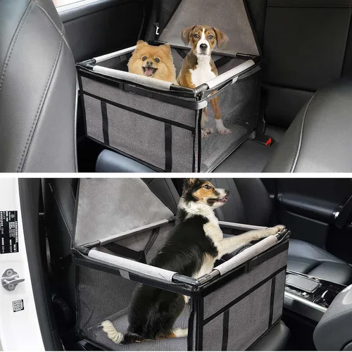 Miniatura 6 de GENORTH Asientos de automóvil para perros pequeños y medianos, asiento elevador portátil para cachorros y mascotas con correa de clip y ventana