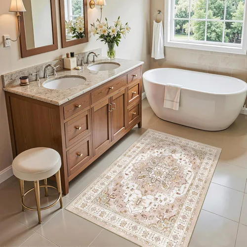 Miniatura 897 de Madane Tapete lavable de 2 x 10 pies para pasillo, cocina, recibidor, clásico, suave, antideslizante para interiores, casa de campo, baño, sala