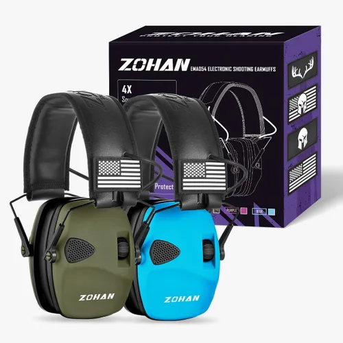 Miniatura 11 de Orejeras de protección electrónica contra el ruido (NRR22dB) de ZOHAN EM054, Verde 1pack - verde
