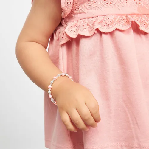 Miniatura 5 de Baby Crystals Bonitas pulseras de plata esterlina para niñas con perlas de imitación rosas y blancas, cristales europeos, joyería para niñas