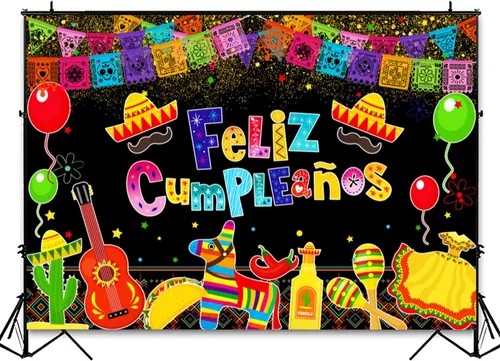 Miniatura 3 de Telón de fondo de fiesta mexicana para fiesta de cumpleaños, decoración colorida de Cinco de Mayo, Taco, carnaval, fotografía, fondo de fiesta