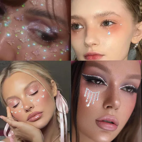 Miniatura 2 de NOOEPC Gemas Faciales Gemas para el Cabello, Joyas Faciales Autoadhesivas Joyas para Ojos Diamantes de Imitación Gemas Faciales DIY Adheribles