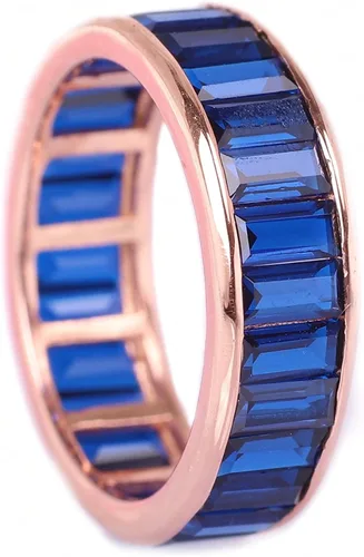 KANISHKA GEMS JEWELS - Banda de zafiro completa a juego para mujer, joyería chapada en oro rosa, regalo de dama de honor, piedra de nacimiento de