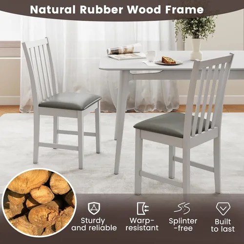 Miniatura 6 de Giantex Juego de 4 sillas de comedor de madera, sillas de cocina tapizadas de piel sintética con patas de madera de goma, respaldo curvo, asiento