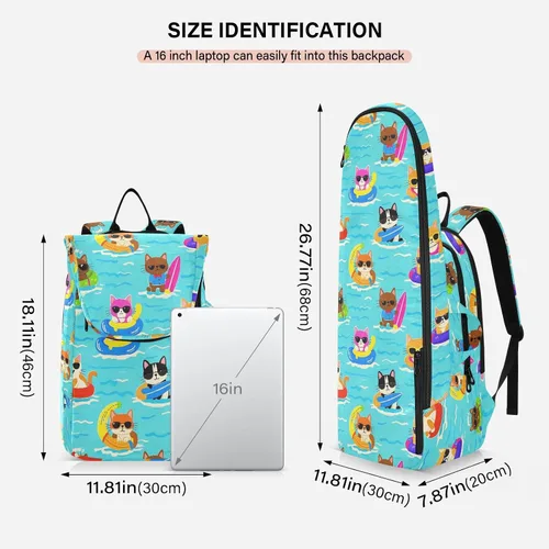 Miniatura 3 de Tenni Badminton Racket Bag Cute Sturdy Cat Dog Swim Summer Blue Cartoon 3 Rackets Badminton Bag Case for Women, Men, Teenagers bolso para raqueta