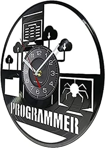 Miniatura 3 de Reloj de pared para dormitorio, programador, reloj de pared de vinilo, registro genuino, sistema de programación de computadora, retro, reloj