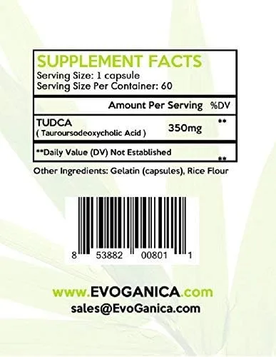 Miniatura 3 de TUDCA (350 mg x 60 unidades) por EVOGANICA - Ácido taursodesoxicólico