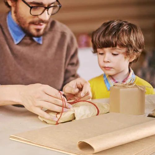 Miniatura 5 de CHRORINE 60 hojas de papel de seda de estraza marrón a granel, papel de regalo para manualidades, proyectos de bricolaje, cumpleaños, vacaciones