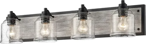 Miniatura 22 de Luces de tocador para baño grandes de 15.8 pulgadas, lámpara de tocador rústica de granja con pantallas de vidrio burbuja, accesorios de iluminación