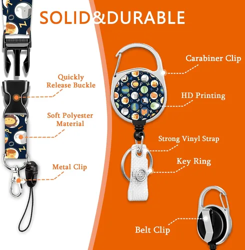 Miniatura 3 de Soporte para tarjetas de identificación con cordón, clip retráctil para carrete de identificación para enfermera, médico, correa de cordón
