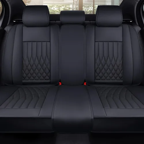 Aierxuan - Fundas de asiento trasero de automóvil con cuero impermeable, funda acolchada para vehículos, ajuste universal para la mayoría de los