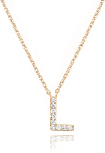 Miniatura 152 de PAVOI 14K White Gold Plated Cubic Zirconia Initial Necklace Letter Dainty Necklaces for Women