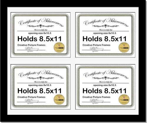 Miniatura 5 de Creative Picture Frames 79-16X20Bk-B - Marco de diploma horizontal negro de 7 x 9 pulgadas con 4 aperturas de paspartú negro Capacidad para 4