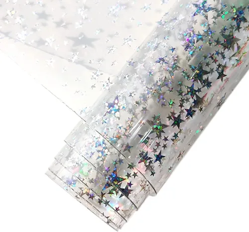 Miniatura 20 de HYANG Hojas de vinilo de cuero sintético transparentes transparentes de bola PVC súper claras holográficas 1 rollo 12" x 53" (30cm x 135cm)