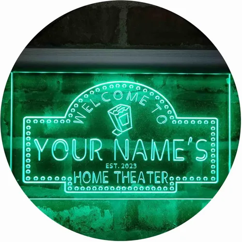 Miniatura 26 de ADVPRO Letrero de neón LED de doble color con tema de cine en casa, diseño personalizado de este año, azul y rojo, 16 x 12 pulgadas