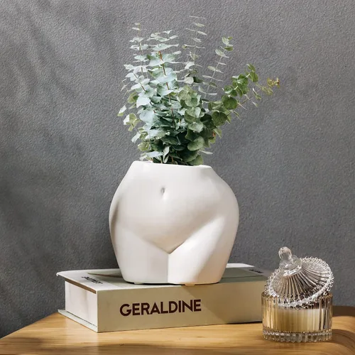 Miniatura 6 de Bonita maceta con forma de cuerpo, divertidas macetas de resina para interiores con orificio de drenaje para plantas de interior, suculentas, planta