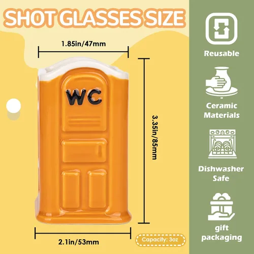Miniatura 2 de Graciosos vasos de chupito de cerámica Porta Potty: Elefante Blanco Broma Divertidos Novedades Regalos de Intercambio de Fiesta Yankee para Adultos