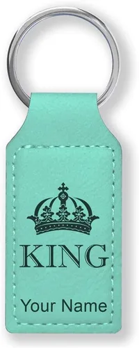 Miniatura 23 de Llavero rectangular, corona de rey, grabado personalizado incluido, Bambú