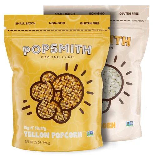 Miniatura 10 de Popsmith - Núcleos de palomitas de maíz amarillos de 28 onzas para hacer estallar - Cultivados en Estados Unidos, sin OMG, veganos y totalmente