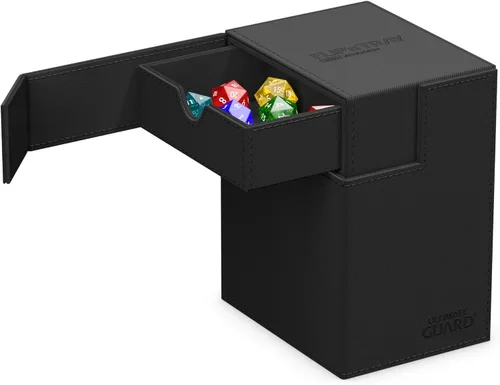 Miniatura 2 de Estuche Ultimate Guard Flip'n'Tray 100+, para 100 cartas con fundas dobles de TCG + bandeja para dados, negro, cierre magnético independiente