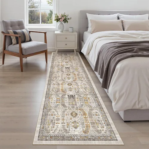 Miniatura 597 de Madane Tapete lavable de 2 x 10 pies para pasillo, cocina, recibidor, clásico, suave, antideslizante para interiores, casa de campo, baño, sala