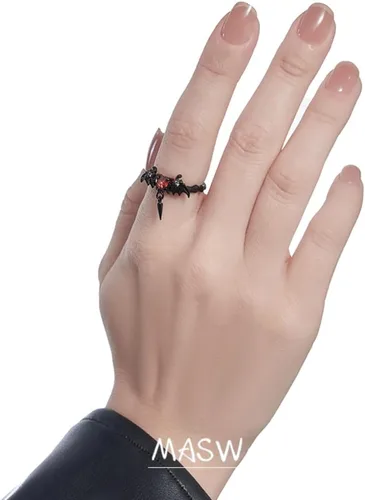 Miniatura 4 de Anillo gótico para mujer, anillo de personalidad, anillo de moda, anillo punk, anillo ajustable abierto