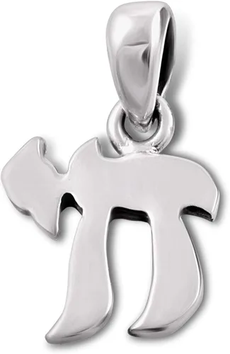 Miniatura 3 de AJDesign Collar Chai de plata de ley 925 con letra hebrea pequeña con cadena Metal
