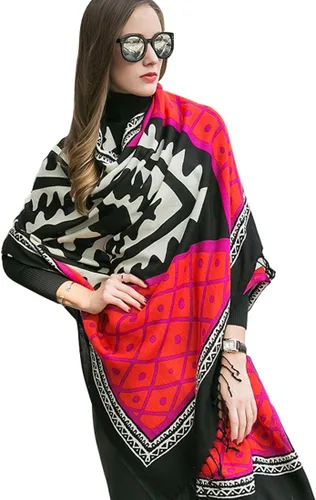 Miniatura 15 de DANA XU Manta de pashmina extragrande 100% de lana merina, bufanda de viaje, bufanda de cachemira para mujer, otoño e invierno, chal de gran