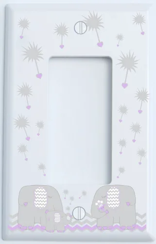 Miniatura 10 de Cubiertas de interruptor de luz de elefante de diente de león azul y gris de palanca individual/decoración de guardería